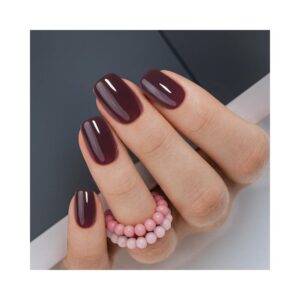 Curvlife Press On Nails Short Wine Red Acrylic Fake Nails Set