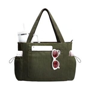 Corduroy Tote Bag for Women Large Work Travel Bag with Laptop Sleeve