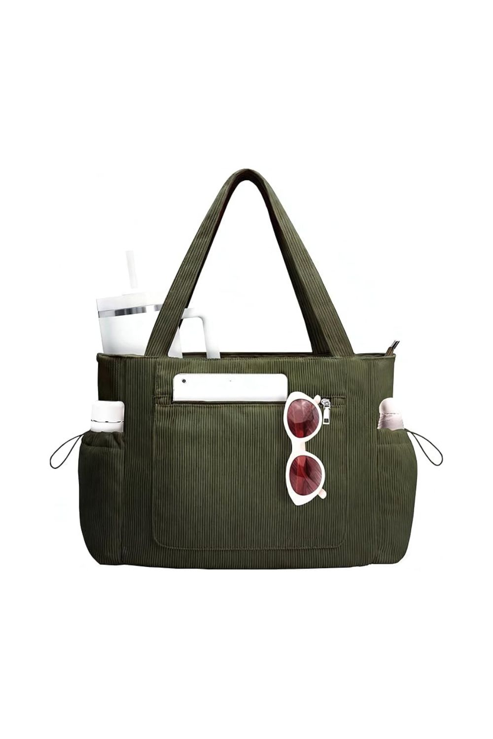 Corduroy Tote Bag for Women Large Work Travel Bag with Laptop Sleeve