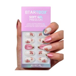 BTArtbox Confetti Petals Press On Nails in short almond shape with flower design