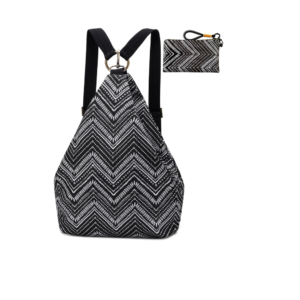 Black Butterfly Backpack Purse featuring a vibrant colorful bohemian butterfly print pattern