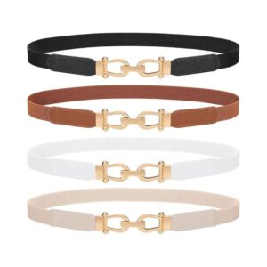 skinny waist belt women elastic dress belt gold buckle thin fashion belt set