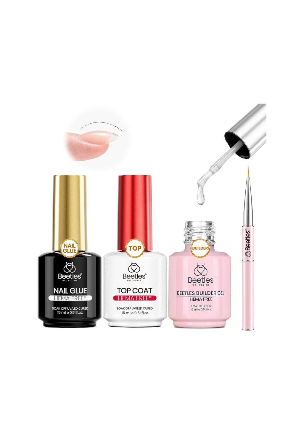 Beetles 4pcs HEMA-free nail extension kit with builder gel and top coat