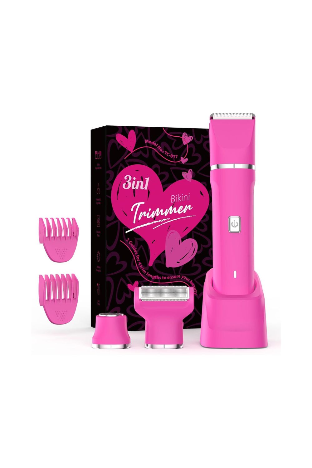Bikini trimmer for women with 3-in-1 heads and IPX7 waterproof design