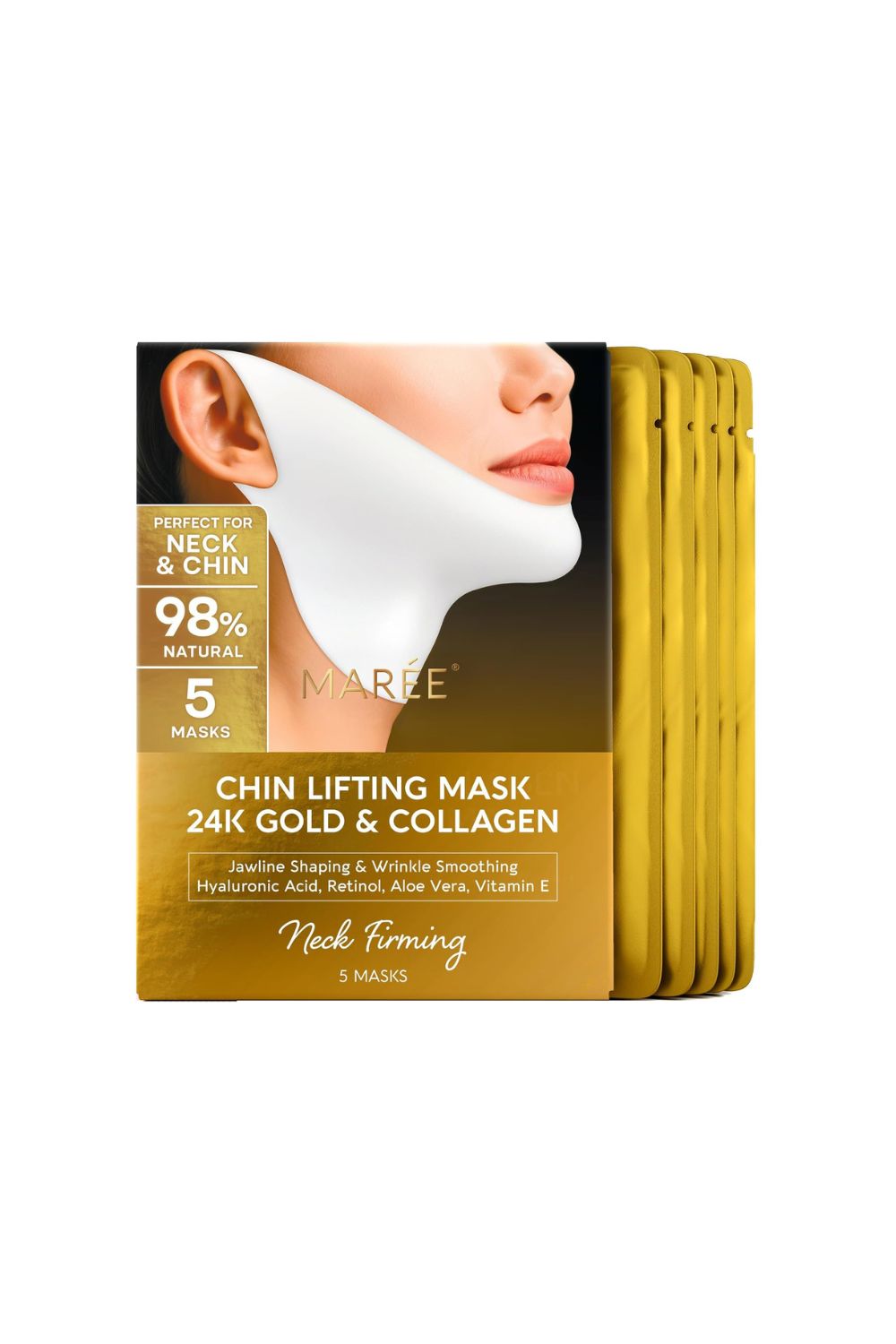 MAREE V line lifting mask with 24K gold and collagen for jawline tightening