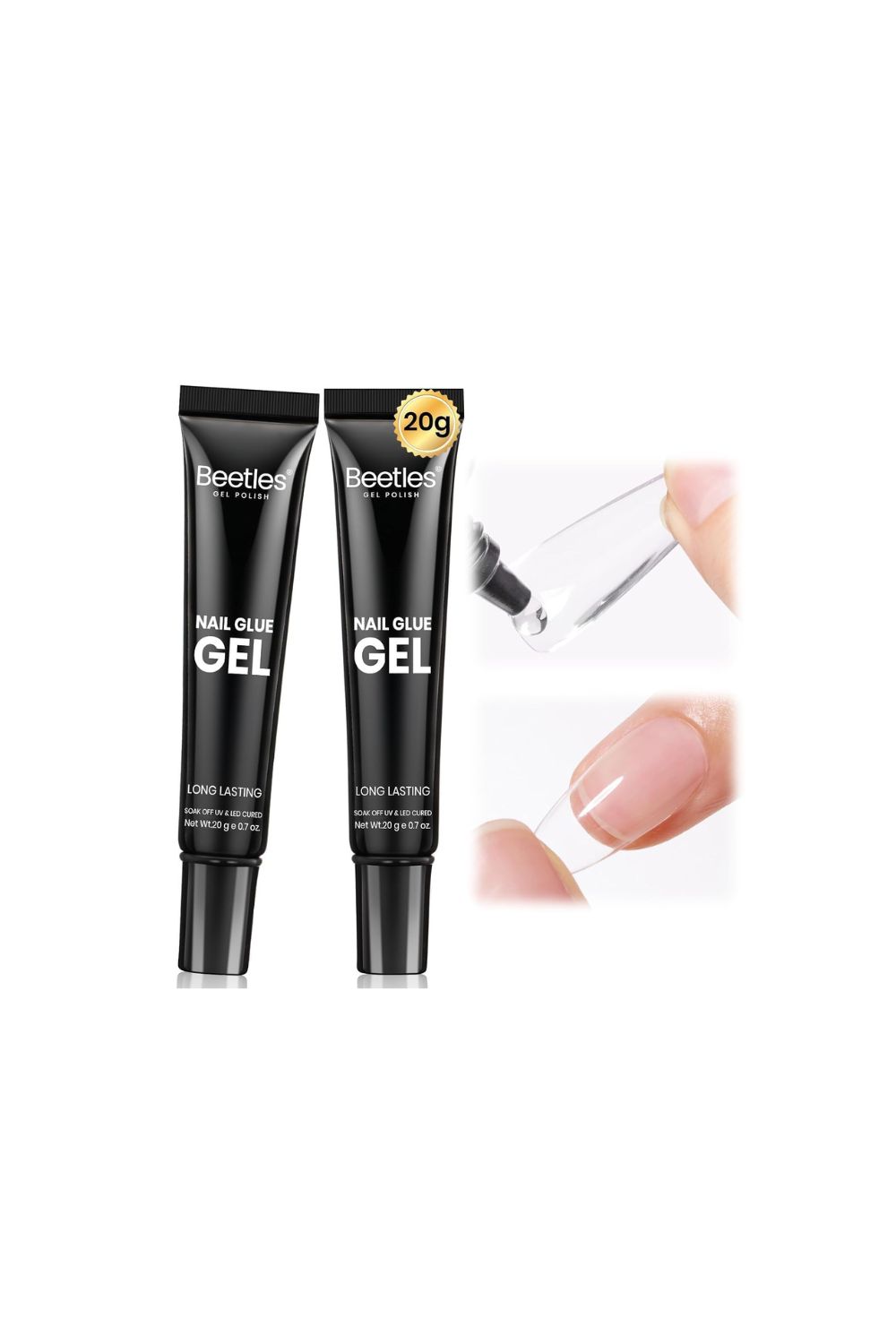 Beetles 2pcs solid nail glue gel with pointed nozzle for 3D nail art