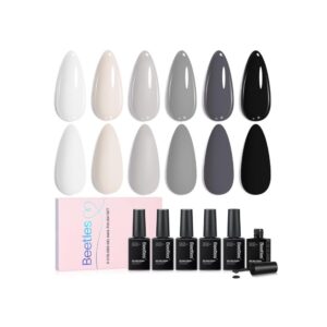 Beetles soft eclipse collection 6 colors grey white black gel polish kit