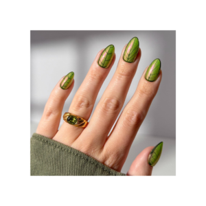 Glazed Green Shimmer Nails