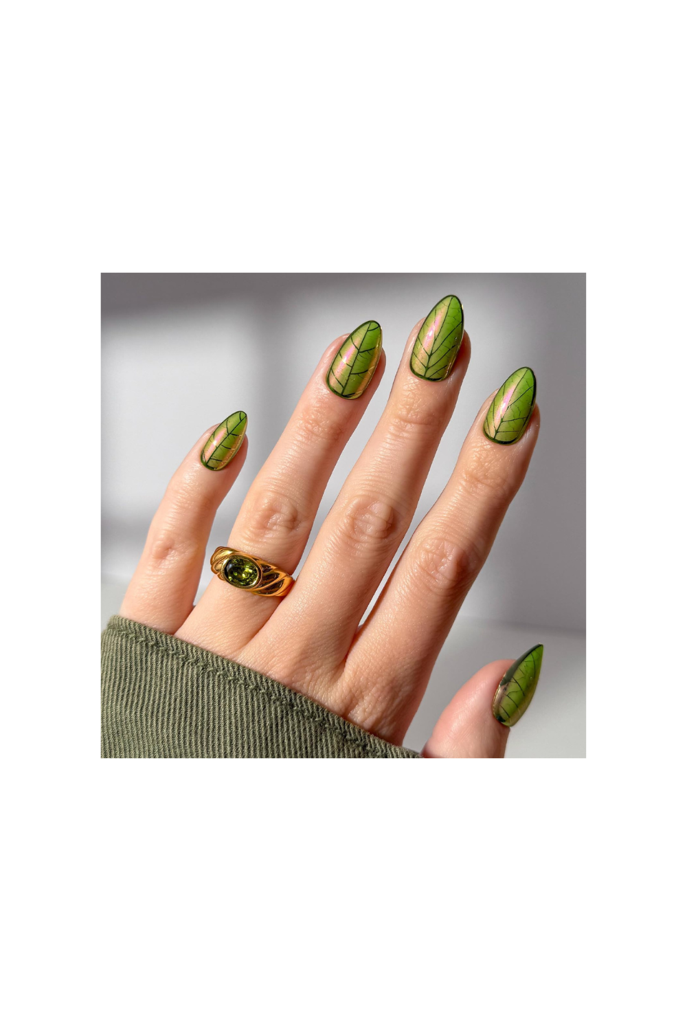 Glazed Green Shimmer Nails