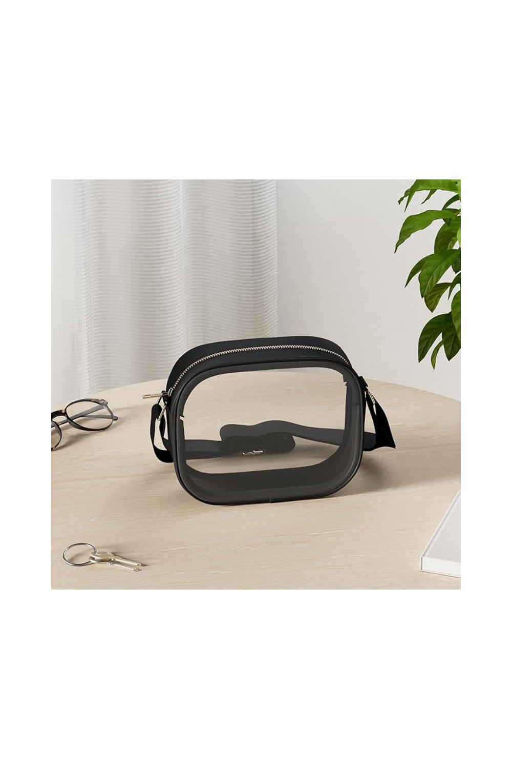 KETIEE clear crossbody bag stadium approved with leather trim
