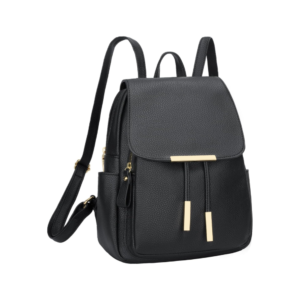 KKXIU trendy leather backpack purse for women in black with gold hardware