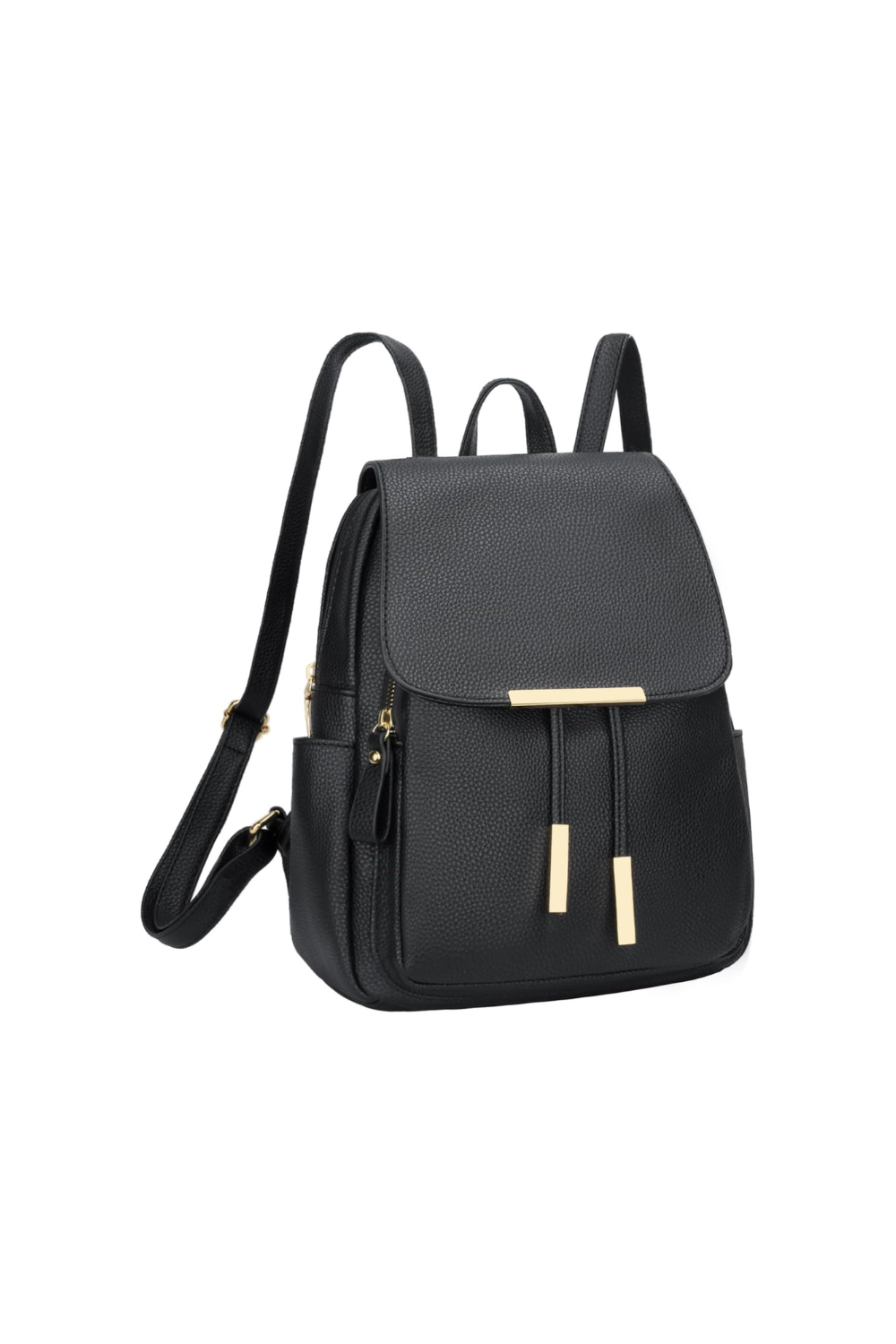 KKXIU trendy leather backpack purse for women in black with gold hardware
