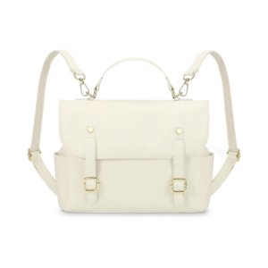 Small backpack purse for women vintage faux leather daypack in beige