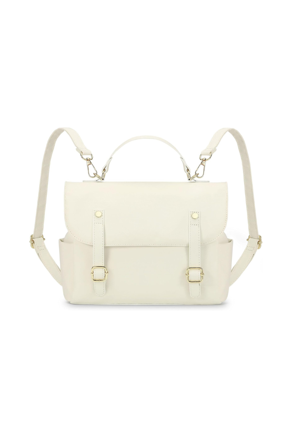 Small backpack purse for women vintage faux leather daypack in beige