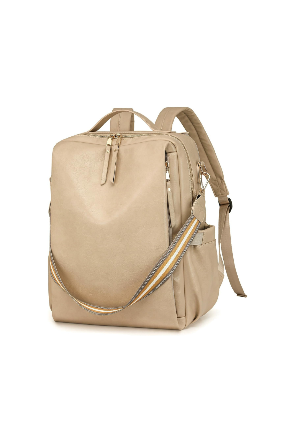 myfriday large backpack purse for women in beige with luggage strap