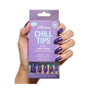 Chillhouse Szn of the Witch purple press on nails in deep purple ombré almond shape