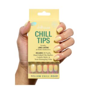 Chillhouse Yellow Chill Road press on nails kit in creamy sunshine lemon drop color