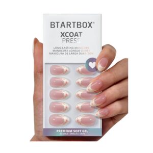 BTArtbox Sunprint Dress Pink Press On Nails in short almond shape with high-gloss finish