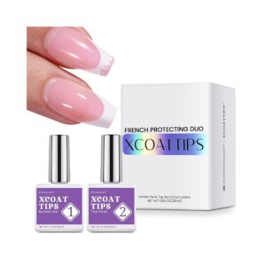 BTArtboxnails XCOATTIPS French protecting builder gel and top coat duo set