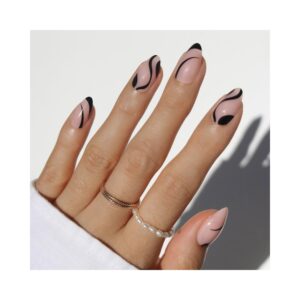 Glamnetic Ink Wave Nails short almond minimalist design