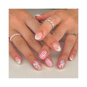 Independence Day press on nails short oval shape