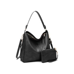 Large hobo shoulder bag set with matching wrist wallet in premium vegan leather