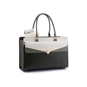 LOVEVOOK vintage PU leather laptop tote bag for women with sophisticated tri-color design
