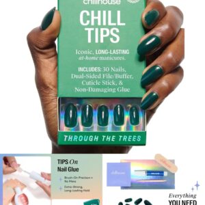 Professional press on nails featuring the "Through The Trees" signature salon-quality design by Chillhouse.