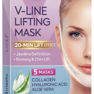 Professional V shaped contouring face mask infused with collagen, hyaluronic acid, and aloe vera.