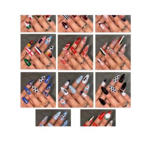 World Cup Soccer Press On Nails glossy cat eye