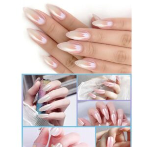 Professional 2 jars chrome nail art pearl powder set in white and red iridescent mermaid finishes.