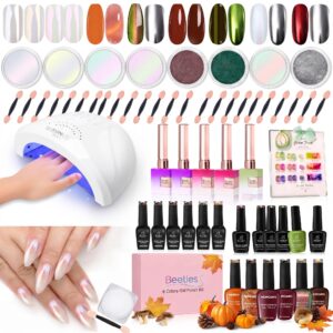 September nails ideas 2026 fall and autumn nail art supplies with chrome powders and gel polish